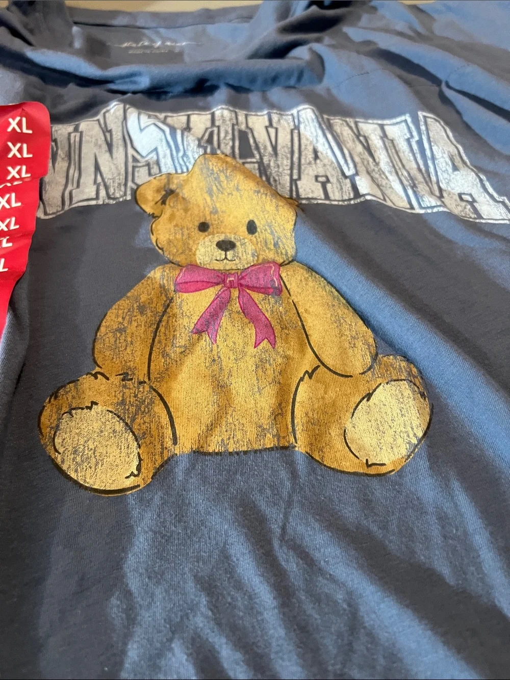 State of Mind Blue Tee with Yellow Teddy and Pink Bow - Picture 3 of 3